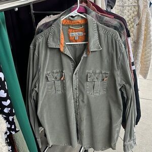 Olive Green Men's Shirt Jacket